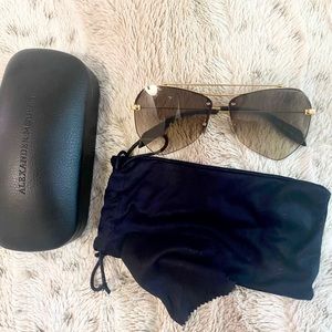 Alexander McQueen AM0121SA Gold Aviator Sunglasses